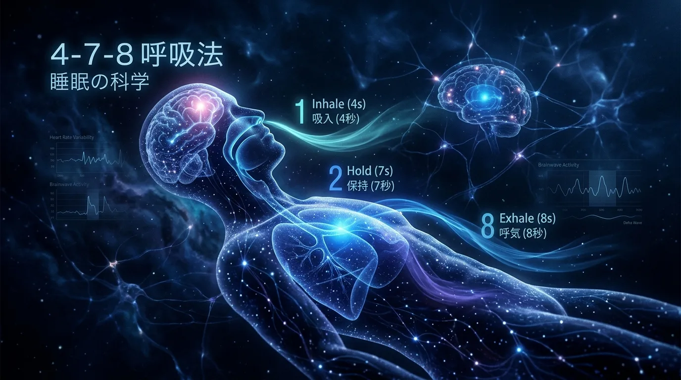 バイノーラルビートで睡眠改善 — 脳波と周波数のイメージ
