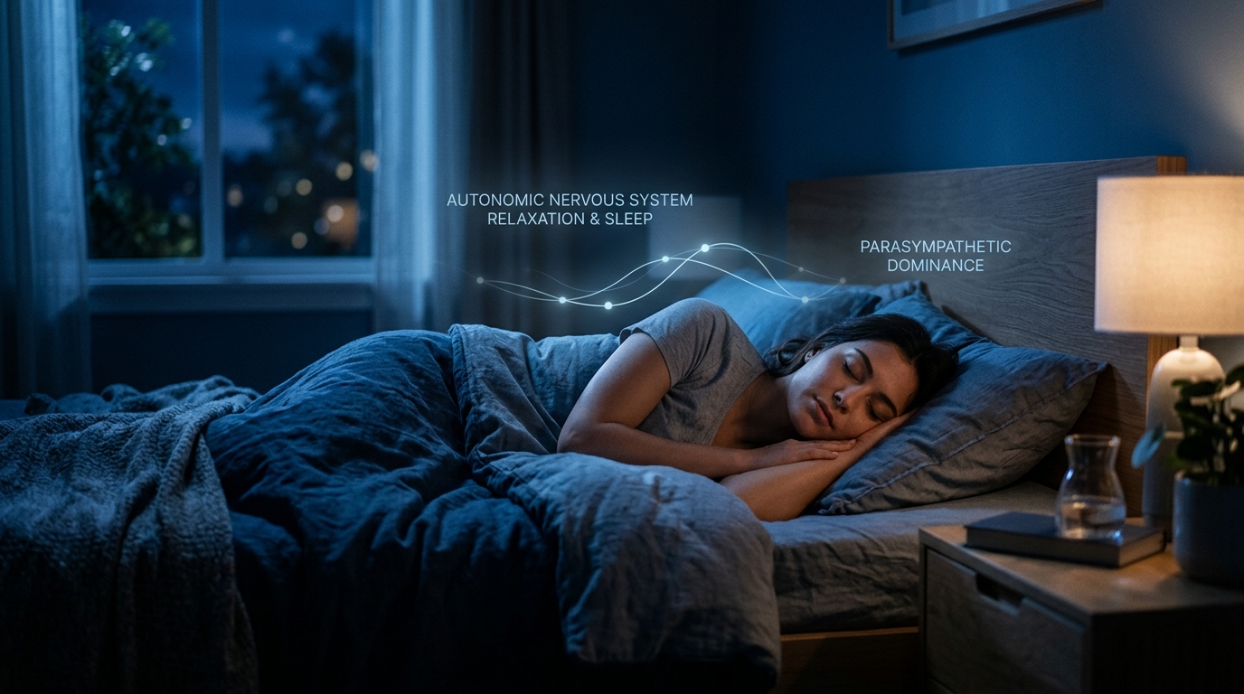 バイノーラルビートで睡眠改善 — 脳波と周波数のイメージ
