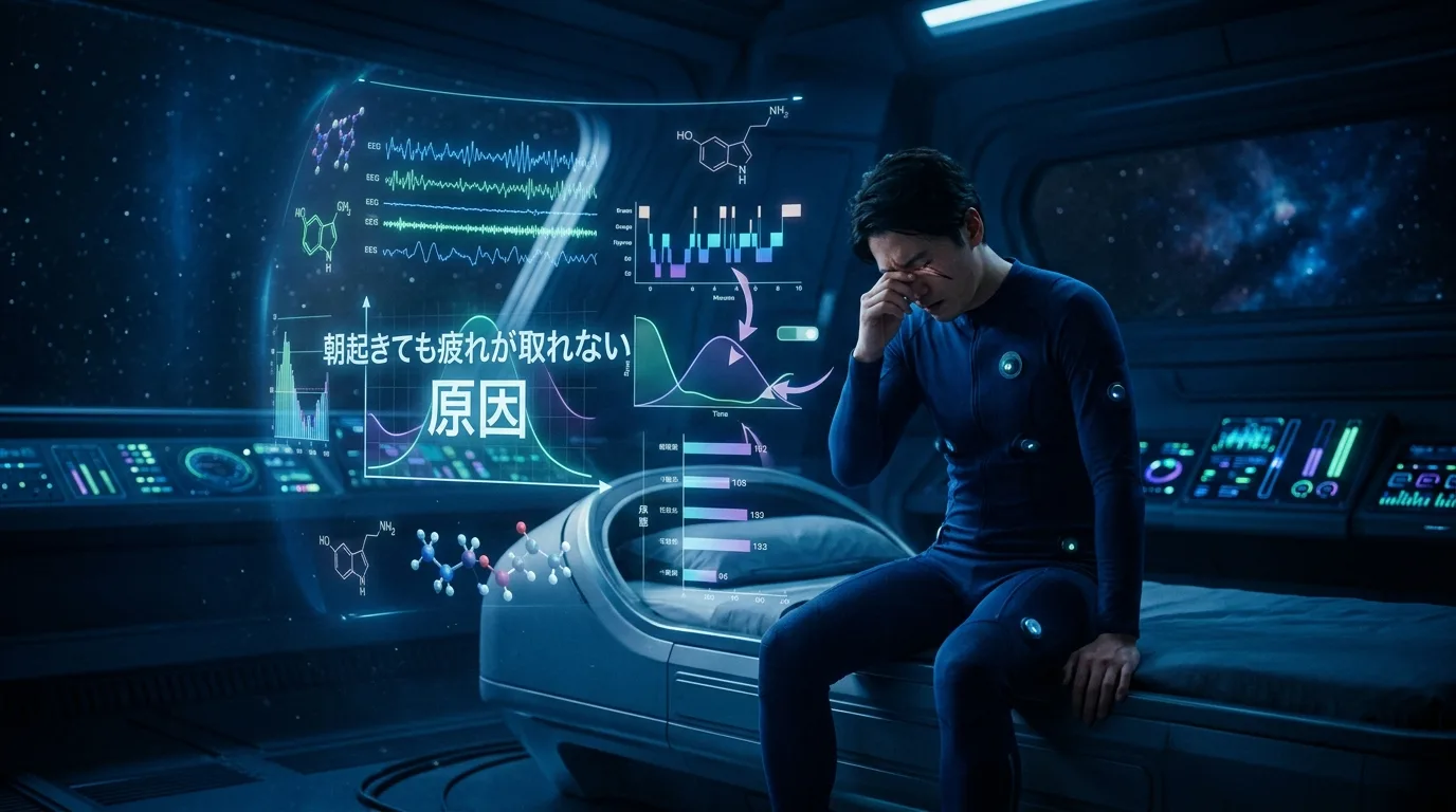 バイノーラルビートで睡眠改善 — 脳波と周波数のイメージ