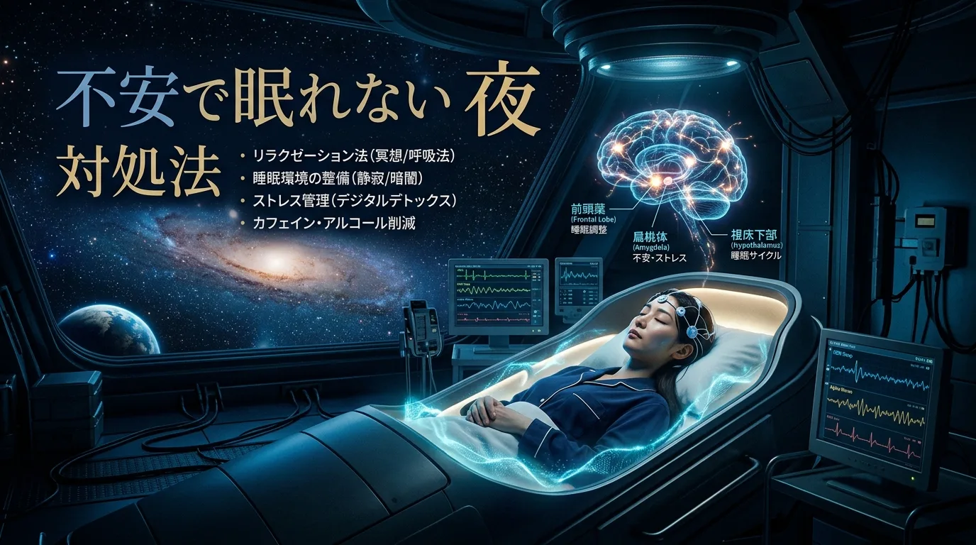 バイノーラルビートで睡眠改善 — 脳波と周波数のイメージ