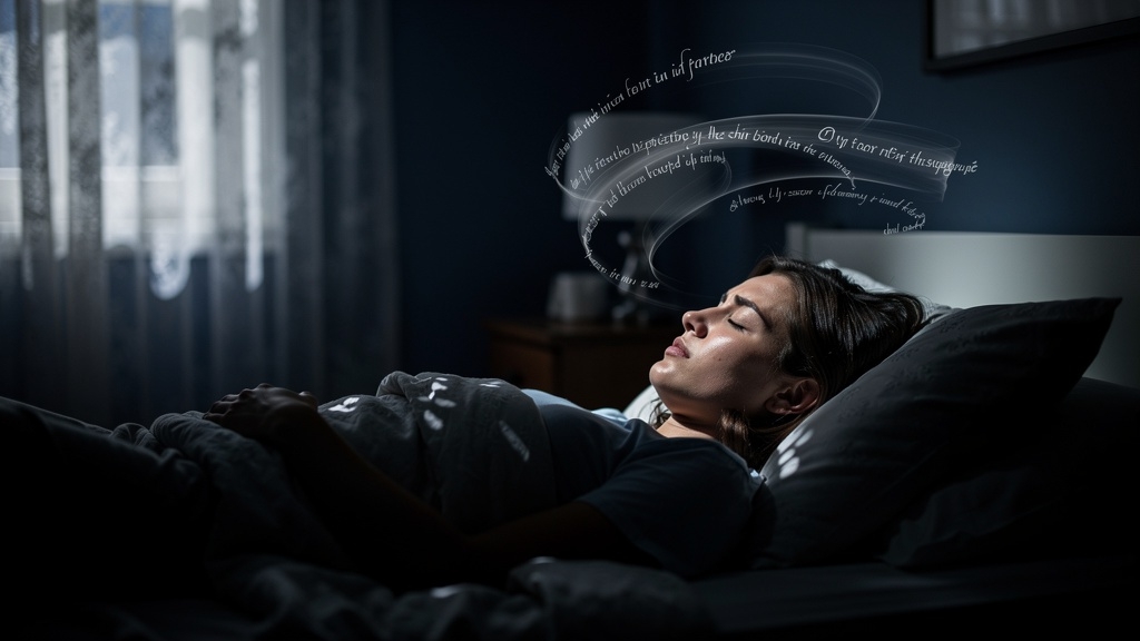 夜の寝室、眠れない人物
